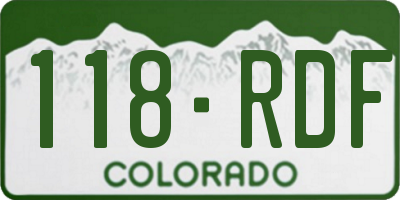 CO license plate 118RDF