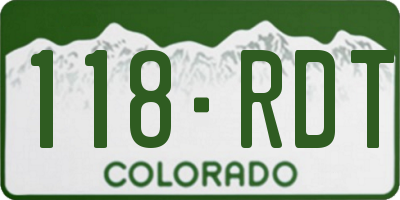 CO license plate 118RDT