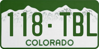 CO license plate 118TBL