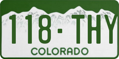 CO license plate 118THY