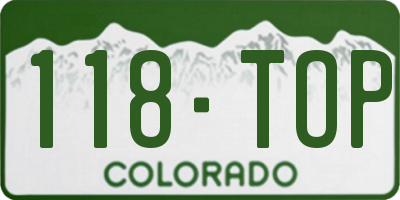 CO license plate 118TOP