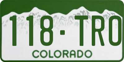 CO license plate 118TRO