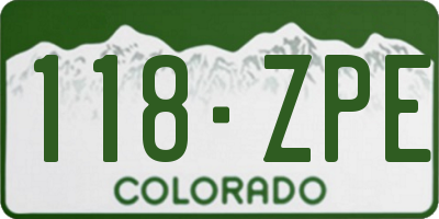 CO license plate 118ZPE