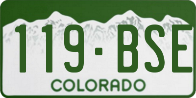 CO license plate 119BSE