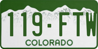 CO license plate 119FTW