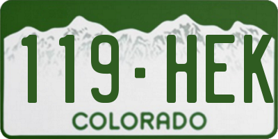 CO license plate 119HEK