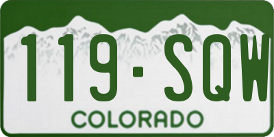 CO license plate 119SQW