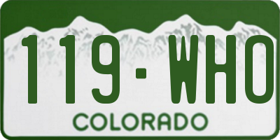 CO license plate 119WHO