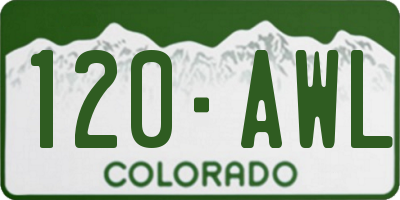 CO license plate 120AWL