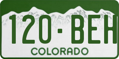 CO license plate 120BEH