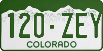 CO license plate 120ZEY