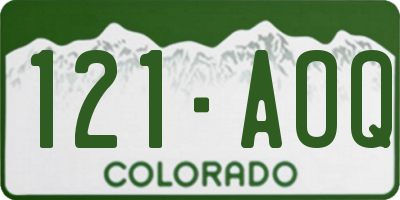 CO license plate 121AOQ