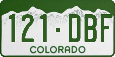 CO license plate 121DBF