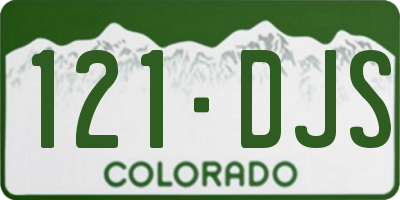 CO license plate 121DJS