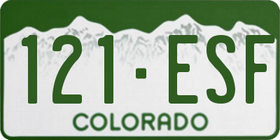 CO license plate 121ESF