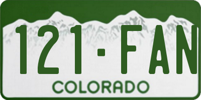 CO license plate 121FAN