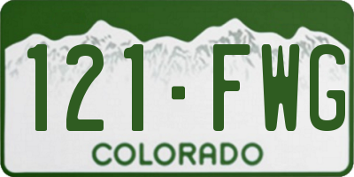CO license plate 121FWG