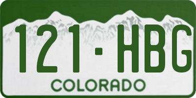 CO license plate 121HBG