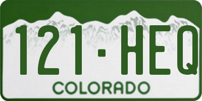 CO license plate 121HEQ