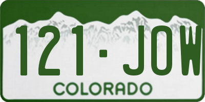 CO license plate 121JOW