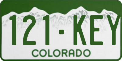 CO license plate 121KEY
