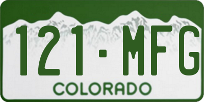 CO license plate 121MFG