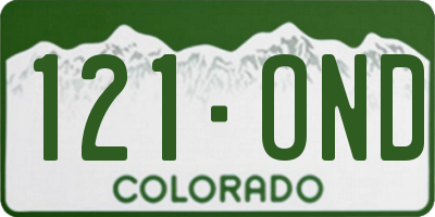 CO license plate 121OND