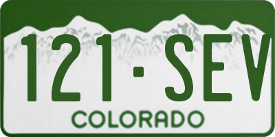 CO license plate 121SEV