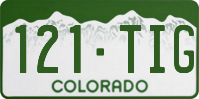 CO license plate 121TIG