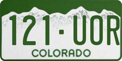 CO license plate 121UOR