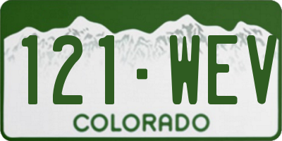 CO license plate 121WEV