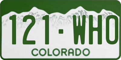 CO license plate 121WHO