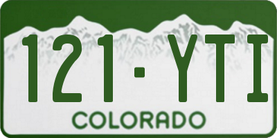 CO license plate 121YTI