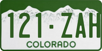 CO license plate 121ZAH