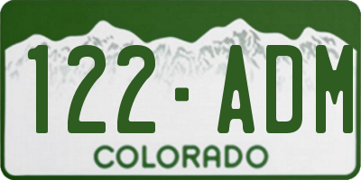 CO license plate 122ADM