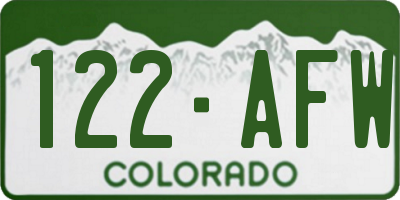 CO license plate 122AFW