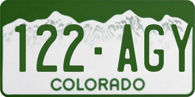 CO license plate 122AGY