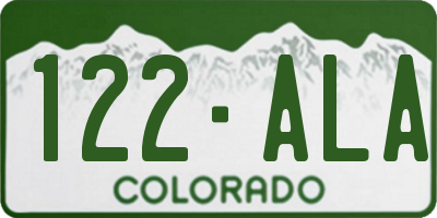 CO license plate 122ALA