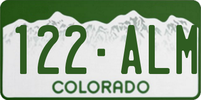 CO license plate 122ALM