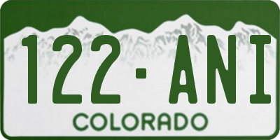CO license plate 122ANI