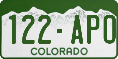 CO license plate 122APO