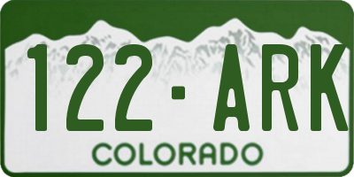 CO license plate 122ARK