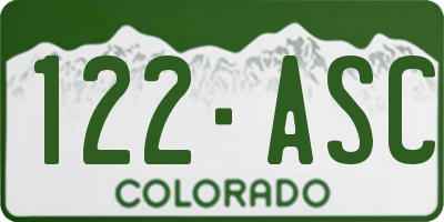 CO license plate 122ASC