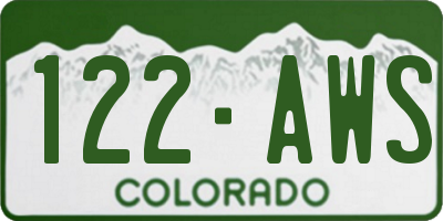 CO license plate 122AWS