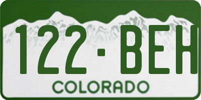 CO license plate 122BEH