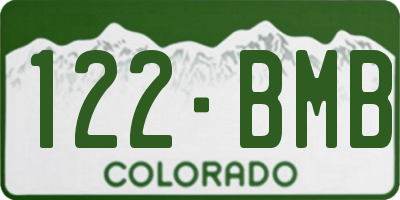 CO license plate 122BMB