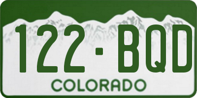 CO license plate 122BQD