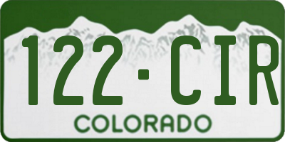 CO license plate 122CIR