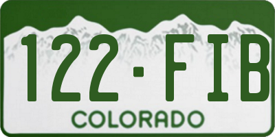 CO license plate 122FIB