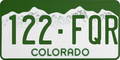 CO license plate 122FQR